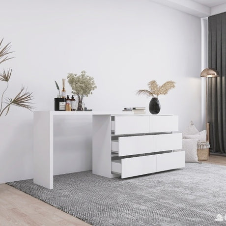 Extended Desktop With 6 Drawers And White Dressing Table Shopway.