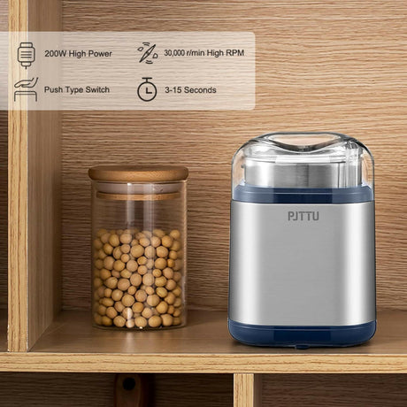 Electric Grinder For Herb,pice,Pollen And Coffee Fast Grinding For Flower Buds,Dry Spices,And Herbs Compact Size  Silver Shopway.