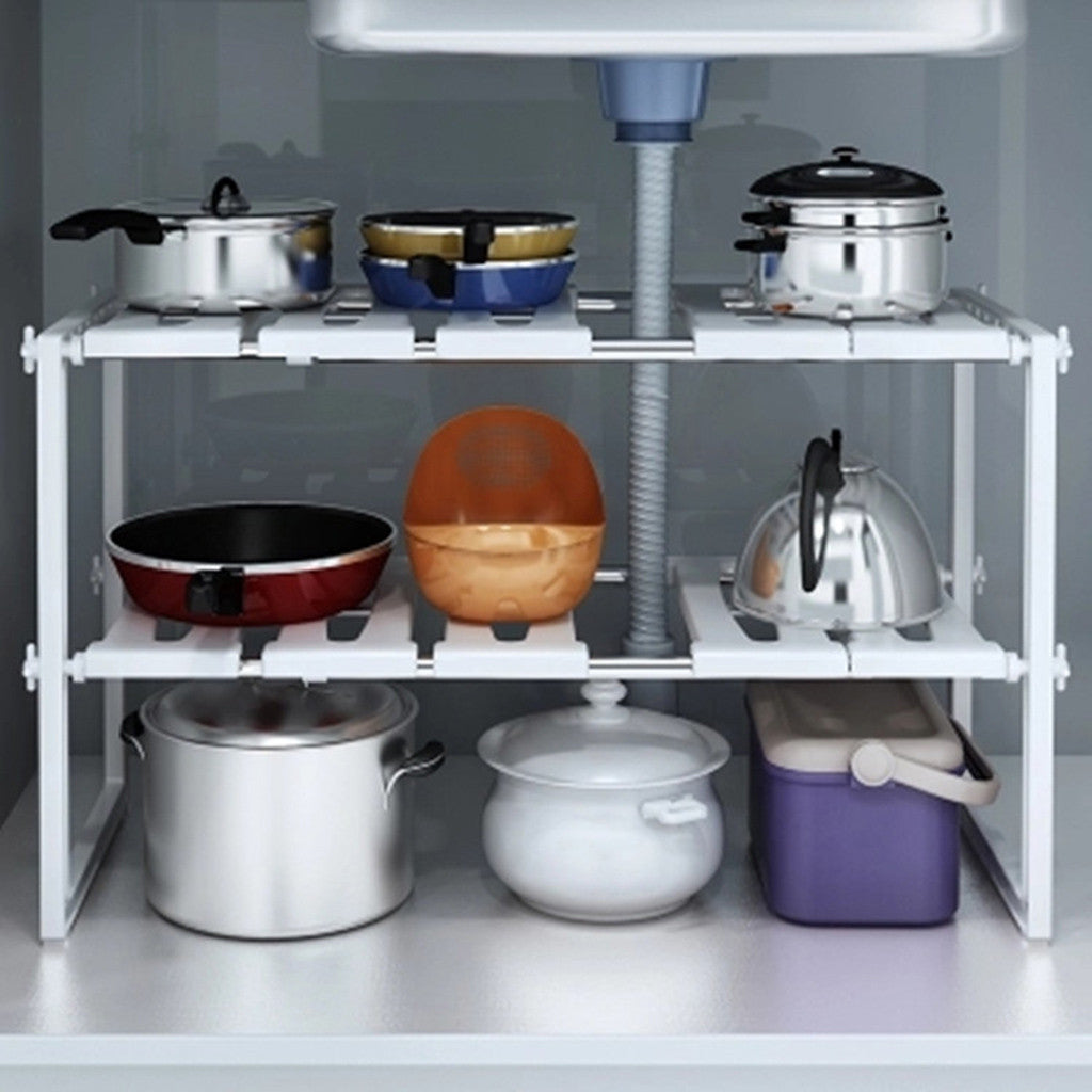 2 Tier Under Sink Expandable Shelf Organizer Shopway.