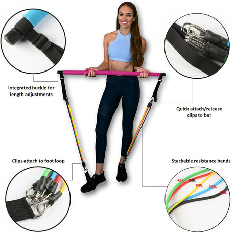 Fitness Yoga Pilates Bar Portable Gym Accessories Sport Elastic Bodybuilding Resistance Bands For Home Trainer Workout Equipment - Shopway
