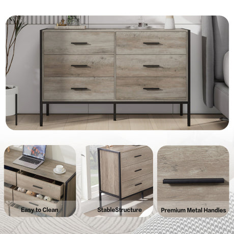 Wooden Dresser With 6 Drawers, Wooden Storage Cabinet In Bedroom Shopway.