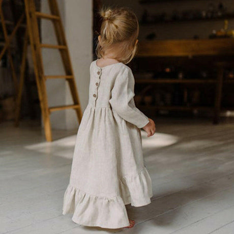 Autumn Cotton Linen Dress for Kids Shopway.