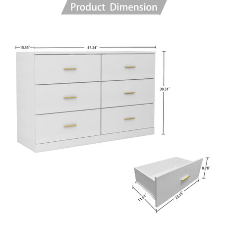 Modern White 6-drawer Bedroom Dressing Table Shopway.