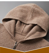 Fall Winter Men Woolen Sweater Young And Middle-aged Casual Hooded Zipper Cardigan Pure Wool Sportswear Shopway.