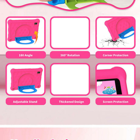 G-tab T7 Kids Tablet  7 Inch 1024&600 IPS Screen  Android 14  1.5GHz Quad-core CPU  4GB RAM 2GB &2GB Expansion 64GB ROM 2.4&5GHz WiFi  3000mAh Battery  2MP&2MP Camera-Pink - Shopway