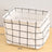 Canvas bedside storage box basket with wrought iron bracket, grid pattern, 20cm x 16cm x 13cm, available at Shopway.