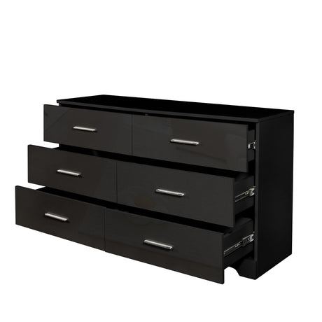 Black Particle Board With Triamcinol, Six Drawer Cabinet Shopway.