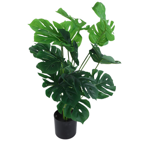 Artificial Monstera Deliciosa Plant 80cm 18 Leaves Plastic Lifelike Decorative Fake Potted Plant for Indoor Outdoor Shopway.