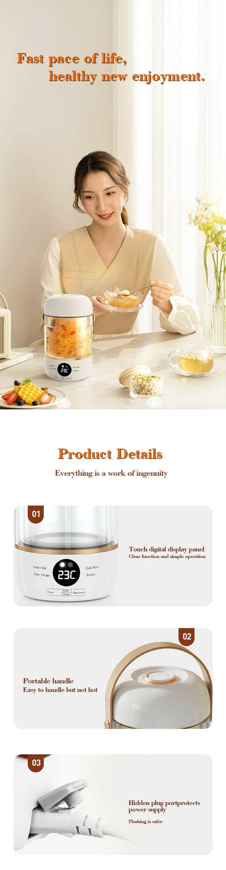 110V220V Smart Electric Stew Cooker Personal Portable Electric Stew Pot Shopway.