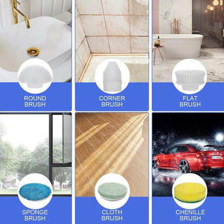 7 In 1 Wireless Electric Cleaning Brush Multifunctional Adjustable Handled Cleaning Brush For Kitchen Bathroom Fish Tank Shopway.