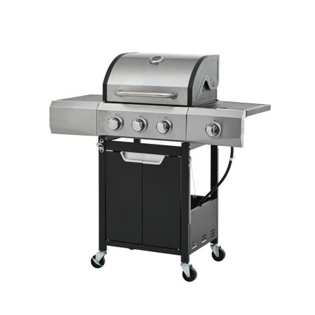 Propane Grill 3 Burner Barbecue Grill Stainless Steel Gas Grill With Side Burner And Cover For Outdoor BBQ, Camping Shopway.