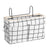 Shopway bedside storage basket with canvas material and wrought iron bracket for hanging, ideal for holding phones, books, and accessories.