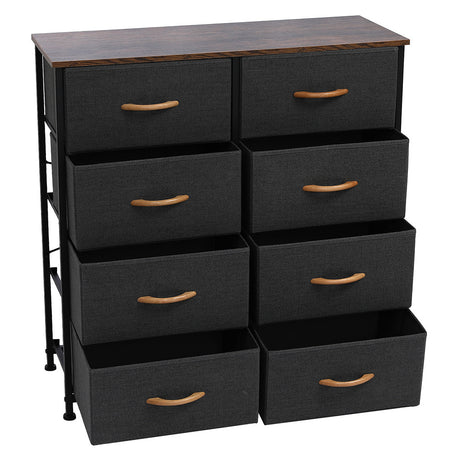 4 Tier Wide Drawer Dresser Storage Unit with 8 Easy Pull Fabric Drawers and Metal Frame Wooden Tabletop for Closets Nursery Dorm Room Hallway Gray Shopway.