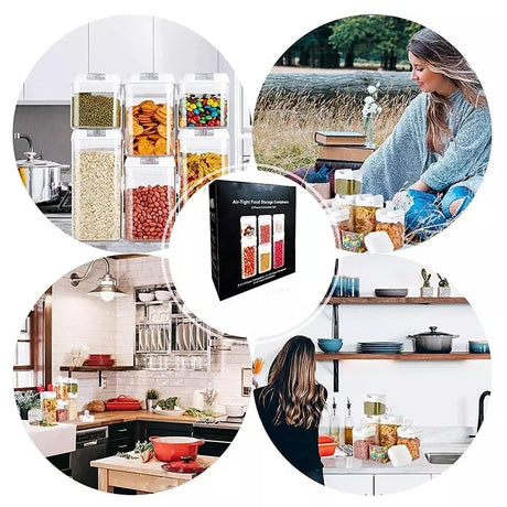 6pcs Set Easy Lock Food Storage Containers For Flour And Sugar Storage Shopway.