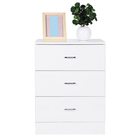 Modern Design 3-drawer Nightstand Glossy White Shopway.