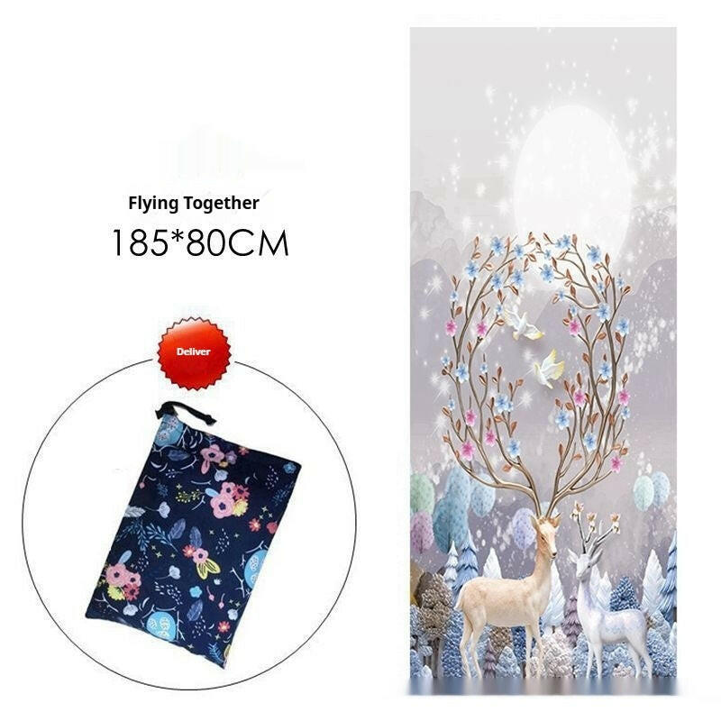 Sweat-absorbent Portable Printed Yoga Mat - Shopway