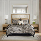 12 Piece Comforter Set With Cotton Bed Sheets Black Queen Shopway.