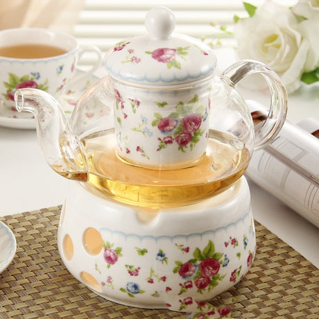 European Glass Fruit Tea Teapot British Candle Heating Shopway.