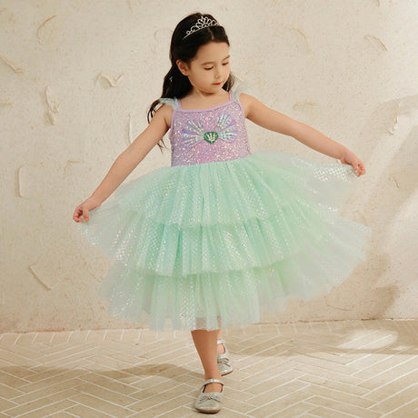 Sling Layered Mermaid Princess Kid's Dress - Shopway