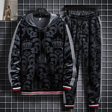 Two-piece hooded sweater gold velvet suit Shopway.