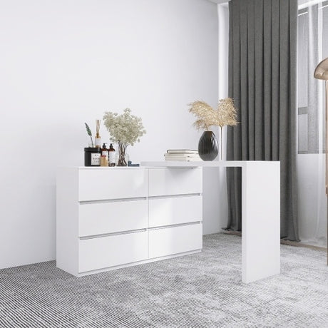 Extended Desktop With 6 Drawers And White Dressing Table Shopway.