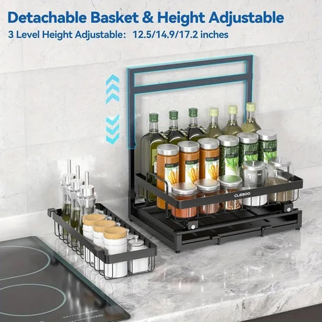 2 Tier Slide Out Under Sink Shelf Cabinet Storage Organizer Shopway.