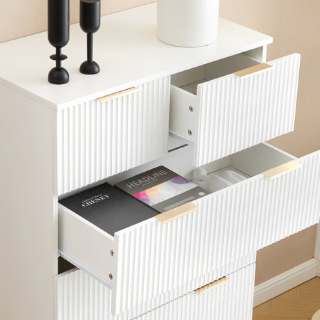White P2 Density Board, Corrugated Surface, Five Layers And Six Drawers, Chest Of Drawers Shopway.