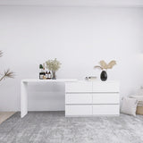 Extended Desktop With 6 Drawers And White Dressing Table Shopway.