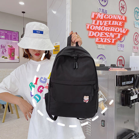 Nylon Zipper Backpacks Women Pure Color Students School Bags Shopway.