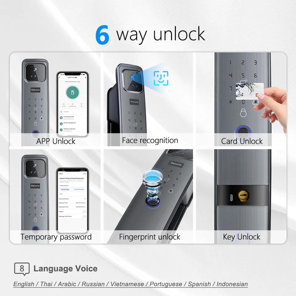 Face Recognition Fingerprint Password Anti-theft Smart Door Lock Shopway.