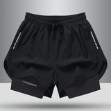 Men's Drawstring Sports Shorts Double Layer Quick Dry High Elasticity Activewear Pants - Shopway