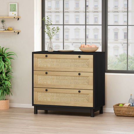 3 Drawer Storage Cabinet Rope Woven Drawer, Suitable For Bedroom, Living Room, Dining Room, Hallway Shopway.
