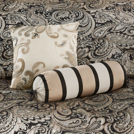 12 Piece Comforter Set With Cotton Bed Sheets Black Queen Shopway.