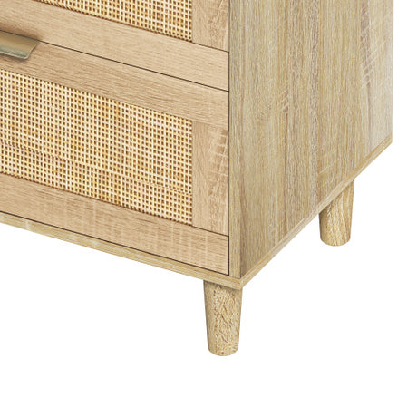 Rattan Dresser With Drawers, 6 Drawer Dresser For Bedroom, Clothes Storage Cabinet For Bedroom, Metal Handle&Wood Legs For Hallway, Living Room, Bedroom,Natural Shopway.