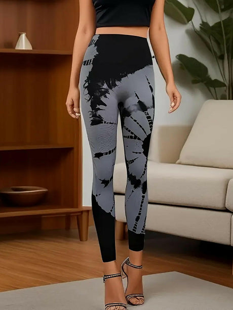 Tie-dye High Waist Tummy Control Butt Lifting Moisture Wicking Quick Drying Seamless Tie Dye Yoga Pants, Running Sports Tight Pants, Women's Activewear - Shopway
