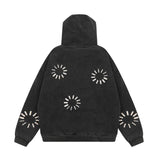 Washed And Worn Letter Printed Full-zip Cardigan Sweater Shopway.