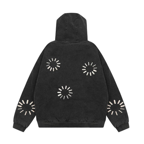Washed And Worn Letter Printed Full-zip Cardigan Sweater Shopway.