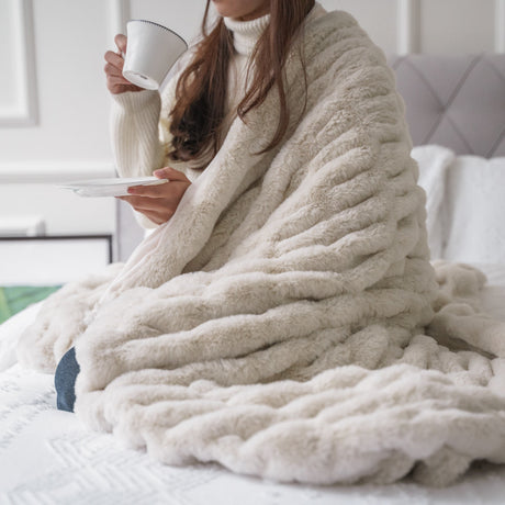 Sofa Blanket Soft Upholstery Blanket Stretch Rabbit Fur Tie-dye Shopway.