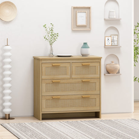 4 Drawers Rattan Cabinet For Bedroom, Living Room, Easy Assembly Shopway.