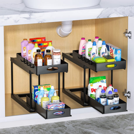 Dual Sliding Under Sink Cabinet Organizer Shopway.