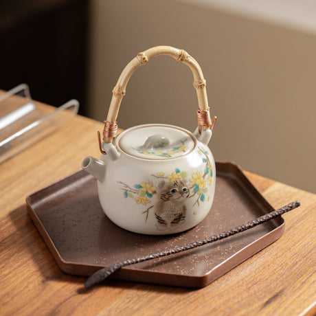 Ru Ware Cute Cat Loop-handled Teapot Shopway.
