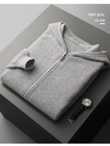 Fall Winter Men Woolen Sweater Young And Middle-aged Casual Hooded Zipper Cardigan Pure Wool Sportswear Shopway.