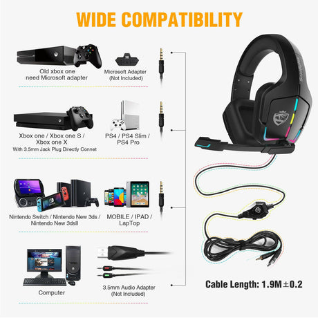 Gaming Headset RGB Wired Computer Headset PS4 Headset Shopway.