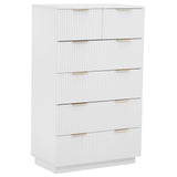 White P2 Density Board, Corrugated Surface, Five Layers And Six Drawers, Chest Of Drawers Shopway.