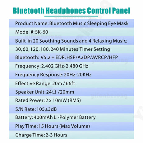 White Noise Bluetooth Sleeping Eye Mask 3D Ice Silk Shopway.