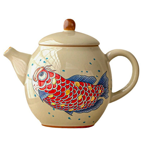 Grass Ash Arowana Teapot Ceramic Household Tea Set Shopway.