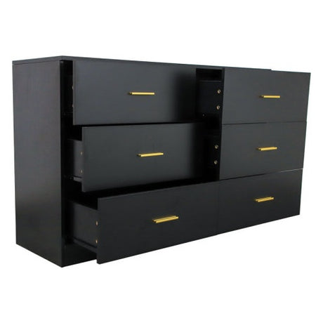 Engineering Wood Black 6 Drawer Bedroom Vanity Shopway.