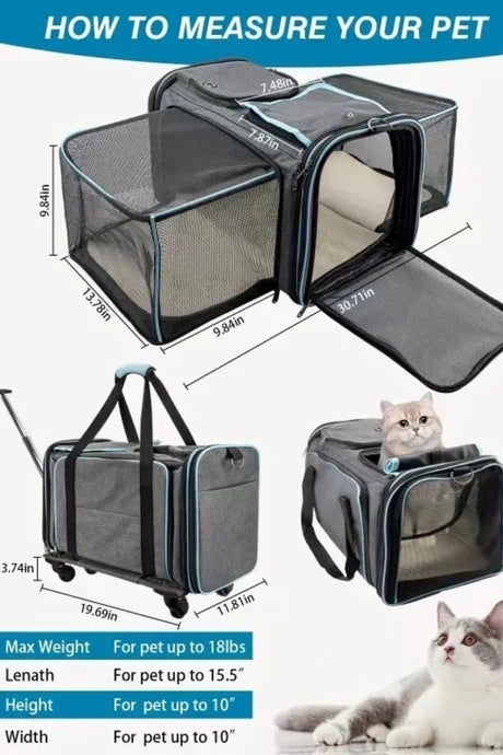 Airline Approved Cat And Dog Expandable Rolling Pet Carrier Shopway.