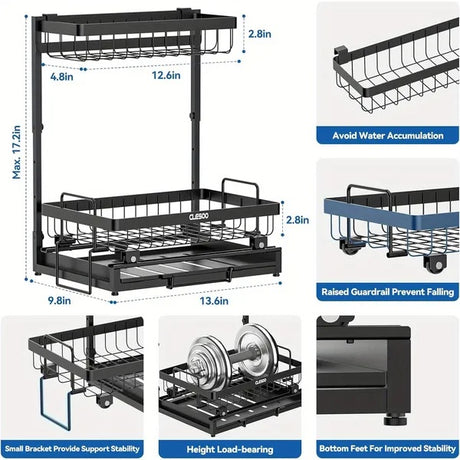2 Tier Slide Out Under Sink Shelf Cabinet Storage Organizer Shopway.