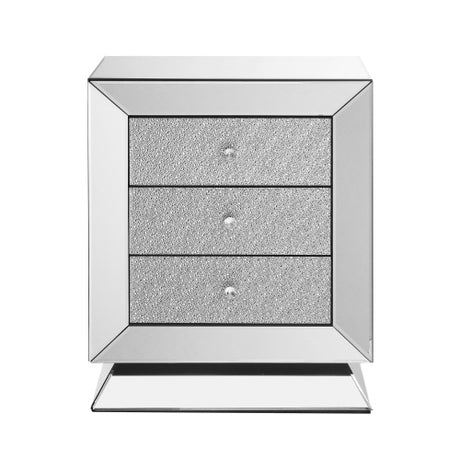 W 22 X D 16.5 X H26.4 Elegant Mirror Three Drawer Cabinet, Drawer Inlaid With Diamond Glass Mirror Three Drawer Cabinet, Suitable For Corridor, Living Room, Corner, Bedroom, Sofa Shopway.